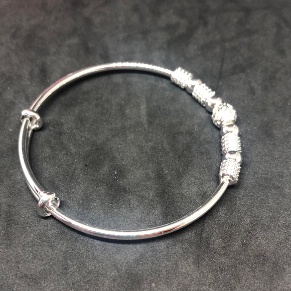 Silver Beaded Bangle Bracelet - Picture 7 of 12
